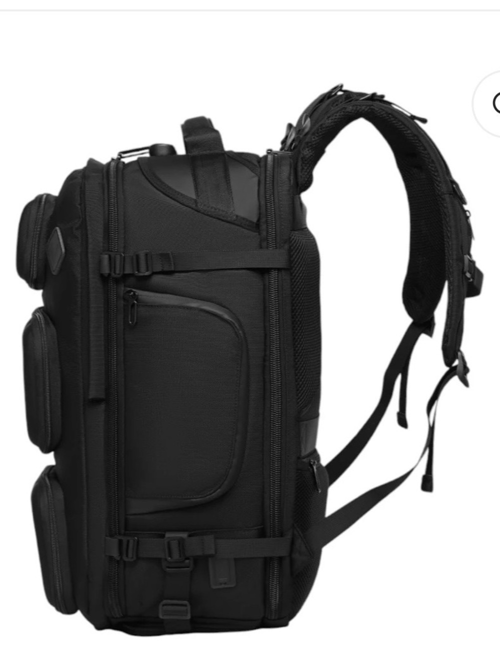 Veria Black Travel Backpack with laptop compartment and several organized pocket - Picture 4 of 8